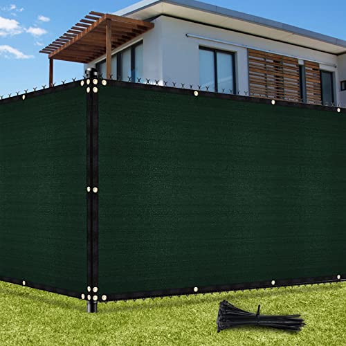 UIRWAY Sichtschutz Zaun 1,82m x 15,24m, Zaunblende Schattiernetz mit ösen 142 g/m² Blockade UV Schutz Windschutz HDPE Gewebe Netz mit Kabelbinder für Gartenzaun Gewächshaus (Grün)