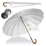 LOGAN & BARNES Regenschirm Weiß Hochzeit Ø120cm mit Hochwertigem Echtholzgriff und geräuschloser Gummispitze - XXL Regenschirm Groß mit 16 Streben Modell EDINBURGH (weiß)