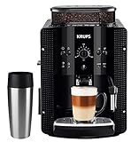 Krups Kaffeevollautomat Arabica Picto 15 bar 1450W + EMSA Travel Mug + 1 Kg Lavazza Kaffeebohnen (automatische Reinigung, 2-Tassen-Funktion, Milchsystem mit CappucinoPlus-Düse, Kaffeemaschine, schwarz