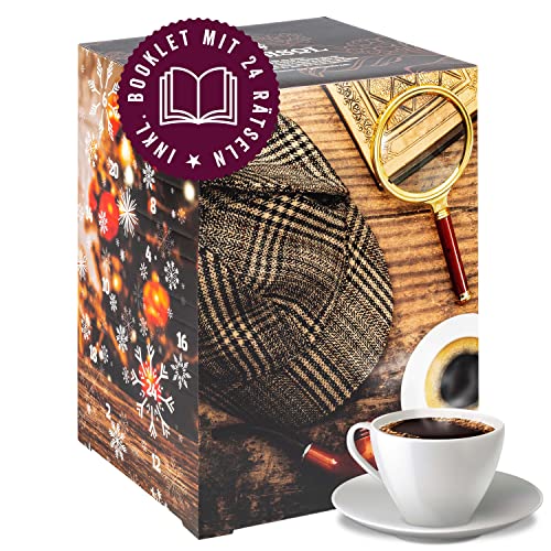 Corasol Premium Coffee & Crime Kaffee-Adventskalender XL, 24 Kaffees aus aller Welt im Coffeebag & Krimi-Booklet mit 24 Rätseln (240 g)
