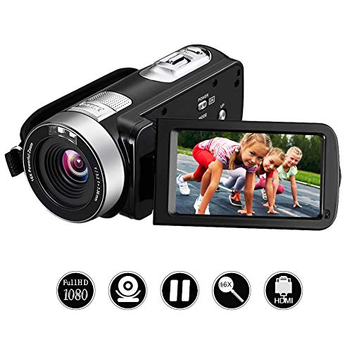 Videokamera 4K 48MP Camcorder mit WiFi 3,0-Zoll Touchscreen Nachtsicht Videokamera mit Mikrofon,Handstabilisator,Gegenlichtblende und Pausenfunktion für YouTube