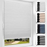 Wabenplissee 80x120cm(BxH) Weiß Klemmfix Jalousien Plissee ohne Bohren Sichtschutz & Sonnenschutz Thermo Rollos für Fenster & Tür