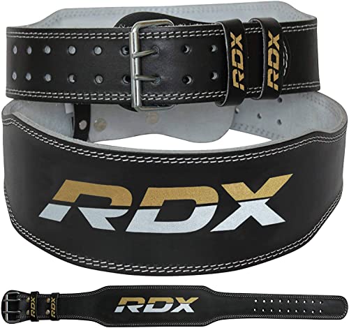 RDX 4” Gewichthebergürtel Leder | Fitness-Gürtel Geeignet Für Bodybuilding, Gewichtheben & Krafttraining | Rückenunterstützung Trainingsgürtel Powerlifting Gym Weightlifting Belt , Schwarz