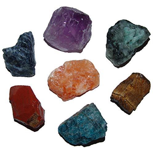 7 Chakra Natursteine Rohsteine Set Amethyst/Apatit/Jaspis rot/Orchideenclacit/Smaragd/Sodalith/Tigerauge