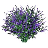 Lavendel Künstlich 8 Bündel Künstliche Blumen Lavendel Büsche Kunstblumen Künstlicher Deko für Draußen Garten Outdoor Balkon