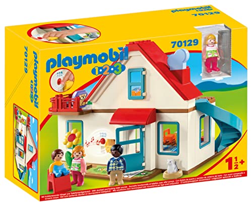 Playmobil 1.2.3 70129 Einfamilienhaus, Mit funktionsfähiger Klingel und Soundeffekt, Ab 18 Monaten