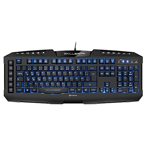 Sharkoon Skiller Pro beleuchtete Gaming Tastatur (9 Multimedia-, 6 Makro- und 3 Profil-Tasten, Software, USB) schwarz