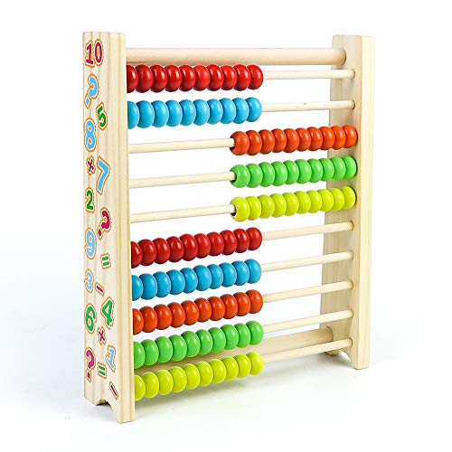 Symiu Rechenschieber Abakus Grundschule Holzspielzeug Baby Montessori Spielzeug Mathematik mit 100 Holzperlen Kinderspielzeug Lernspielzeug Geschenke zur Einschulung
