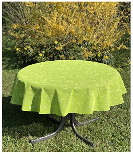 heimtexland ® Outdoor Garten Camping Tischdecke Ranke Wetterfest UV-Beständig Waschbar Weichschaum Gartentischdecke Typ798 Grün 160 cm rund
