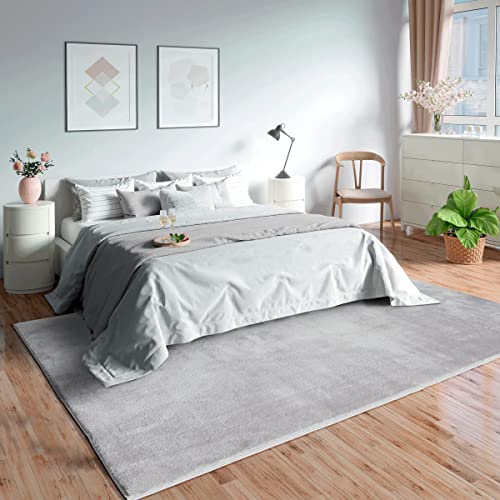 Mia's Teppiche Olivia - waschbarer Teppich für Wohnzimmer, Schlafzimmer, Flur oder Bad, weich, rutschfest, 80x150 cm, Grau