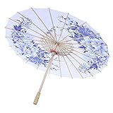 TOPINCN Papier Regenschirm Frauen Handgemachte Regendichte Handgemachte Winddicht Blumenmuster Chinesischen Klassischen Tanzschirm(Blau)