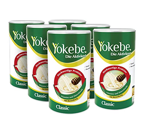 Yokebe Classic - Diätshake zum Abnehmen - glutenfrei und vegetarisch - Mahlzeitersatz zur Gewichtsabnahme mit hochwertigen Proteinen - Vorteilspackung 6x500 g = 6x12 Portionen