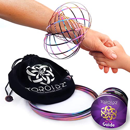 Toroidz ® Flow Ring (Regenbogen) + Samtbeutel - Wunderbares Magisches Spielzeug - 3D ARM Slinky - Wissenschaft, Zirkus, Magic Anti Stress Toy - Alle Altersgruppen