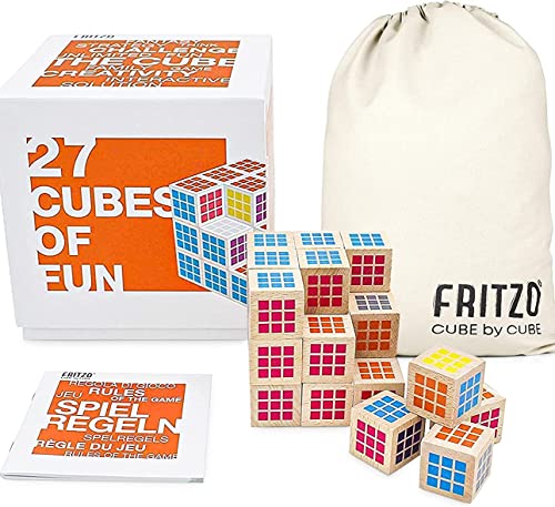 FRITZO® Cube Würfelspiel & Knobelspiel für Erwachsene, Jugendliche & Kinder | 3D Zauberwürfel als Familienspiel | Holzspiel | Qualität für Generationen