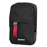 Hama Kameratasche 'Matera' 60H (kleine Fototasche mit Nackengurt und Gürtelschlaufe, Kameratasche für kleine Digitalkameras, Umhängetasche, mit Tragegurt und Zubehörfächern, recyceltes PET) schwarz