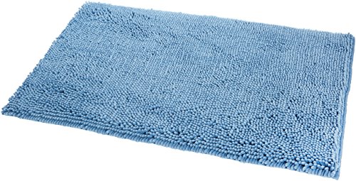 Amazon Basics - Badteppich, Hochflor, rutschfest, Mikrofaser, 53 x 86 cm, Seeblau