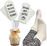 Lucadeau Geschenk für Frauen zu Weihnachten, Socken mit Kaffee Spruch WENN DU DAS LESEN KANNST, BRING MIR Kaffee, Kaffee Geschenk, Geburtstagsgeschenke für Freundin Schwester Mama