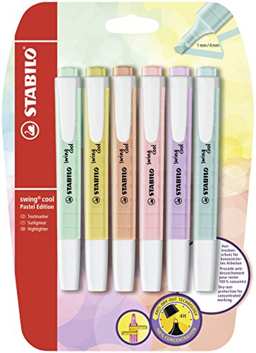 Textmarker - STABILO swing cool Pastel - 6er Pack - 6 Farben