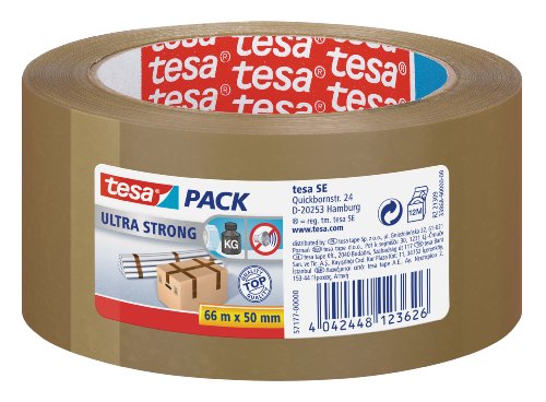 tesapack® Ultra Strong - PVC-Klebebänder für festes Verpacken und sicheres Bündeln - Braun - 66 m x 50 mm