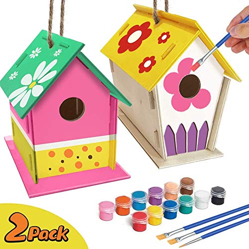 Kirsch Basteln für Kinder Alter 4-8 - 2Pack DIY Vogelhaus Kit - Bauen und Malen Vogelhaus Holzkunst für Kleinkinder