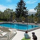 GOPLUS Poolzaun Kindersicher, Schutzzaun Garten, Zaunsichtschutz Faltbar, Teichzaun für Pool Schwimmbad, 360 x 125 cm, Schwarz