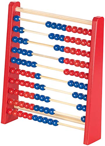 Playtastic Rechenschieber Kinder: Holz-Rechenschieber mit 100 Holzperlen, 2 Farben (blau & rot) (Abakus)