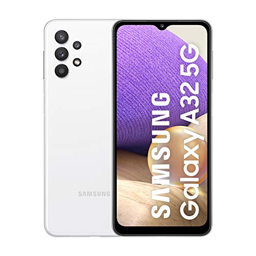 Samsung Galaxy A32 5G Android Smartphone ohne Vertrag, 4 Kameras, 5.000 mAh Akku, 6,5 Zoll Infinity-V Display, 64 GB/4 GB RAM, Dual SIM, Weiß, 30 Monate Herstellergarantie, Deutsche Version