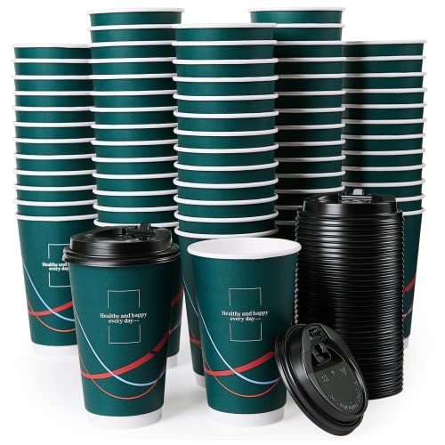 Einweg-Kaffeetassen mit Deckel, 473 ml, To Go Kaffee-Pappbecher, wiederverwendbar für heiße Getränke (dunkelblau)