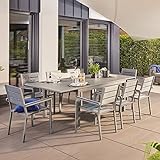 Home Deluxe - Gartentisch ausziehbar - CASA - ca. 160 (240) x 100 x 74 cm - inkl. 6 Stühlen, Gestell und Tischplatte Aluminium - inkl. Zubehör I Gartenmöbel Ausziehtisch Balkonset