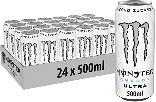 Monster Energy Ultra White, 24x500 ml, Einweg-Dose, Zero Zucker und Zero Kalorien