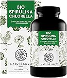 NATURE LOVE® Bio Spirulina + Bio Chlorella mit 500 mg pro Pressling. 500 Tabletten. Laborgeprüft & ohne Zusätze. Hochdosiert, laborgeprüft und 100% vegan