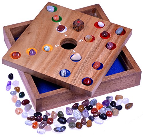LOGOPLAY Big Hole - Pig Hole - Würfelspiel - Gesellschaftsspiel - Brettspiel aus Holz mit Edelsteinen