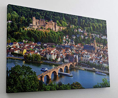 City Skyline Heidelberg Altstadt Canvas Leinwand Bild Wandbild Kunstdruck L1441 Größe 70 cm x 50 cm