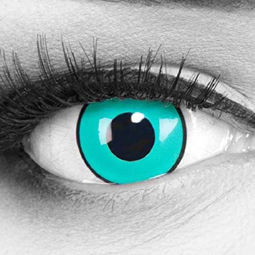 MeralenS farbige blaue schwarze Crazy Fun gaara Jahres Kontaktlinsen. Perfekt zu Halloween, Karneval, Fasching oder Fasnacht Cosplay mit gratis Kontaktlinsenbehälter.