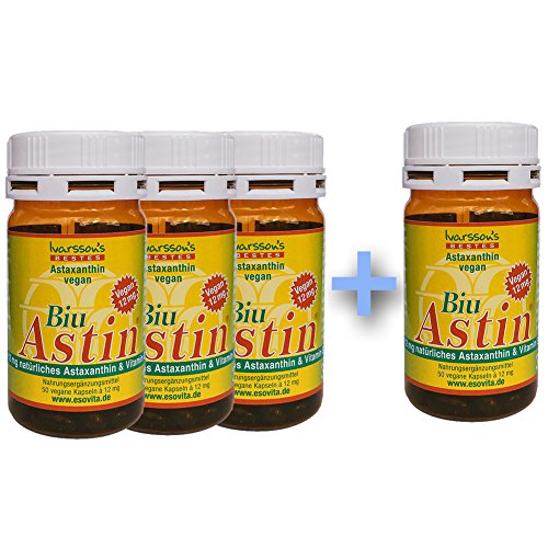 Astaxanthin - aus Hawaii - 3+1 GRATIS BiuAstin 50 Kapseln vegan mit 12 mg natürlichem Astaxanthin - Das Original Ivarsson's BiuAstin!