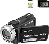 ORDRO V12 Videokamera Camcorder Full HD 1080P 30FPS Infrarot Nachtsichtkamera 3.0 Zoll LCD Bildschirm 16X Zoom Camcorder mit 16GB SD Karte Fernbedienung und 2 Akkus