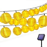 Solar Lichterkette Lampions 30er LEDs 6 Meter Außen Lichterkette Laterne, Solarbetrieben Warmweiß Wasserfest Dekoration für Garten Balkon Terrasse