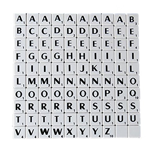 Trimming Shop Alphabet-Steine 100 Stück 1,9 cm schwarz mit weißen Buchstaben – perfekt als Ersatz, für Kunst und Handwerk, Brettspiele, Scrapbooking, Rechtschreibung, Wandkunst, Puzzle weiß