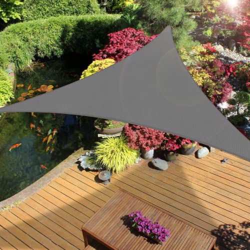 OKAWADACH Sonnensegel Dreieck 3x3x3m, 95% UV Schutz Polyester Sonnensegel Wasserdicht inkl Befestigungsseile Sonnensegel Sonnenschutz für Garten Balkon und Terrasse, Grau