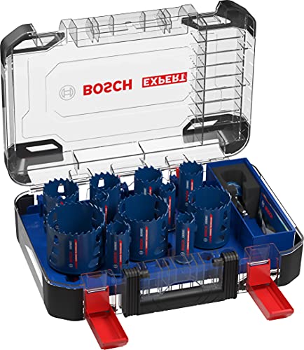 Bosch Professional 14 tlg. Expert Tough Material Lochsäge Set (für Holz mit Metall, Ø 20-76 mm, Zubehör Bohrmaschine)