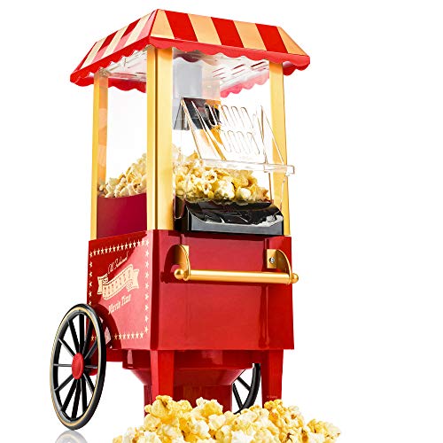 Gadgy Popcorn Maschine, Retro Popcorn Maker - Heissluft Ohne Fett Fettfrei Ölfrei - Popcornmaschine für Geburtstag, Party, Kino Zuhause - Pop Mais