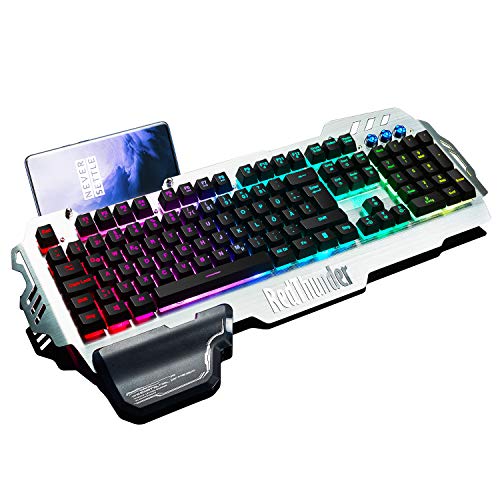 RedThunder K900 Halbmechanisch Gaming Tastatur [Version 2022], QWERTZ DEUTSCH Layout, RGB Beleuchtete Tastatur, Ganzmetallpaneel, 26 Tasten Anti-Ghosting, Tastatur Für PC/Laptop/PS4/Xbox One Gamer