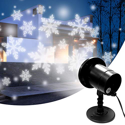 interGo LED Schneeflocke Projektor Lichter, Snowflake Projektor Weihnachten Aussen Wasserdicht IP65 für Innen und Außen Dekoration Weihnachts Party Hochzeit