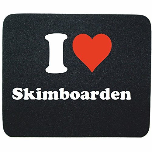 Gaming Mauspad 'I Love Skimboarden' in Schwarz, eine tolle Geschenkidee die von Herzen kommt| Rutschfestes Mousepad | Geschenktipp: Weihnachten Jahrestag Geburtstag Lieblingsmensch
