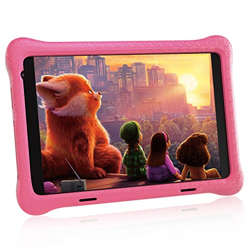 XCX 8 Zoll Tablet Kinder, Android 10 Kinder Tablet, FHD 1920 * 1200 IPS Display, 2GB+32GB, Quad Core, Vorinstalliertes Kidoz, Dual Kamera Tablet PC, Bluetooth, WiFi Kids Tablet (Rosa)