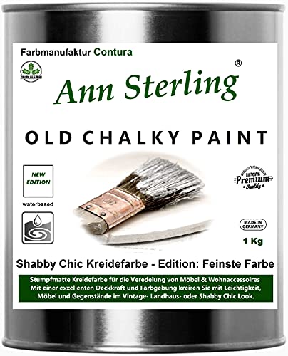 Ann Sterling Kreidefarbe Shabby Chic Farbe: Canny Grey / Grau 1Kg. / 750ml. Lack Chalky Paint