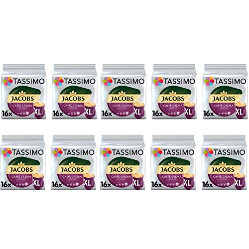 TASSIMO Jacobs Caffe Crema Intenso XL Kaffeepads - 10 Packungen (160 Getränke)