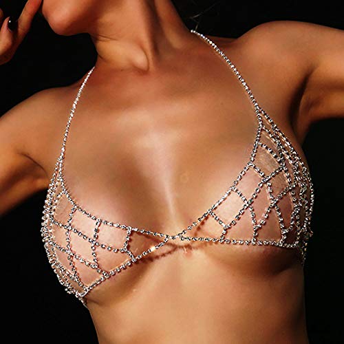 Sethain Strass Bikini BH Kette Silber Funkelnd Kristall Truhe Ketten Sexy Körper Schmuck Zubehör für Frauen