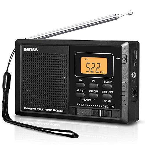 Tragbares Radio Taschenradio Klein AM FM Digitales Radio Pocket Transistor Stereo Radio mit Eingebauten Lautsprechern Digital Wecker und Sleep Timer, Batteriebetrieben