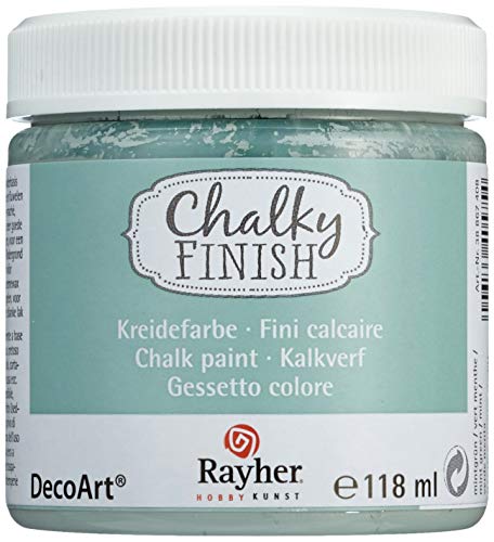 Rayher 38867408 Chalky Finish auf Wasser-Basis, Kreide-Farbe für Shabby-Chic-, Vintage- und Landhaus-Stil-Looks, 118 ml, mintgrün
